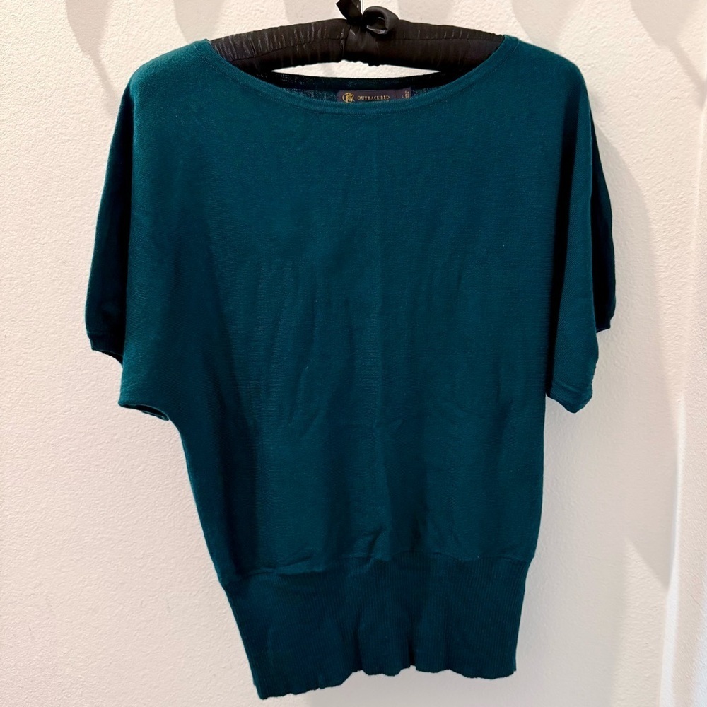 Outback Red Emerald Green Dolman Sleeve Sweater Size L